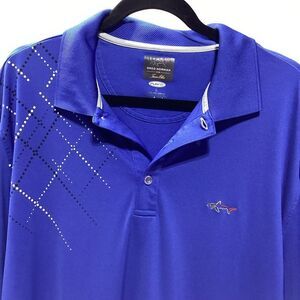 Greg Norman For Tasso Elba Blue Polo Golf Shirt Shark Logo